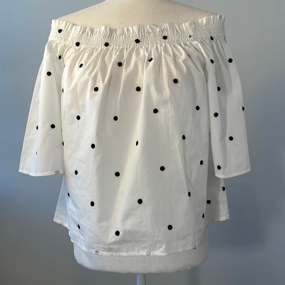 H&M Tops - Embroiled Polka dot off-the-shoulder blouse 100% Cotton size 8